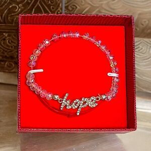 Glam & Glow Hope Pink Crystal And Rhinestone Stretch Bracelet NIB